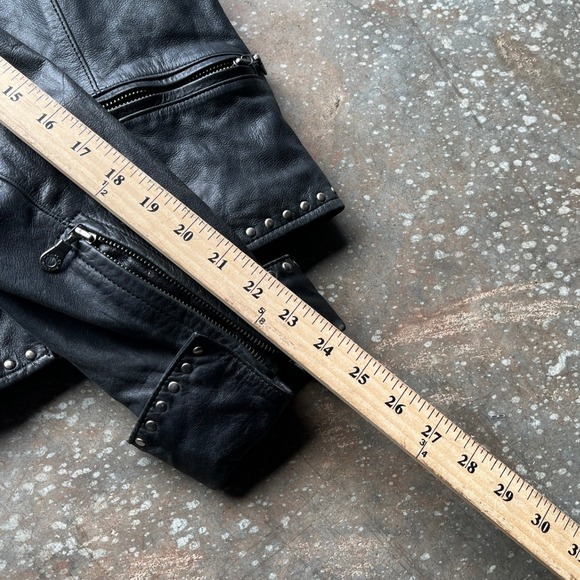 Harley Davidson Womens Black Perfecto Leather Studded Biker Jacket M - Picture 10 of 10